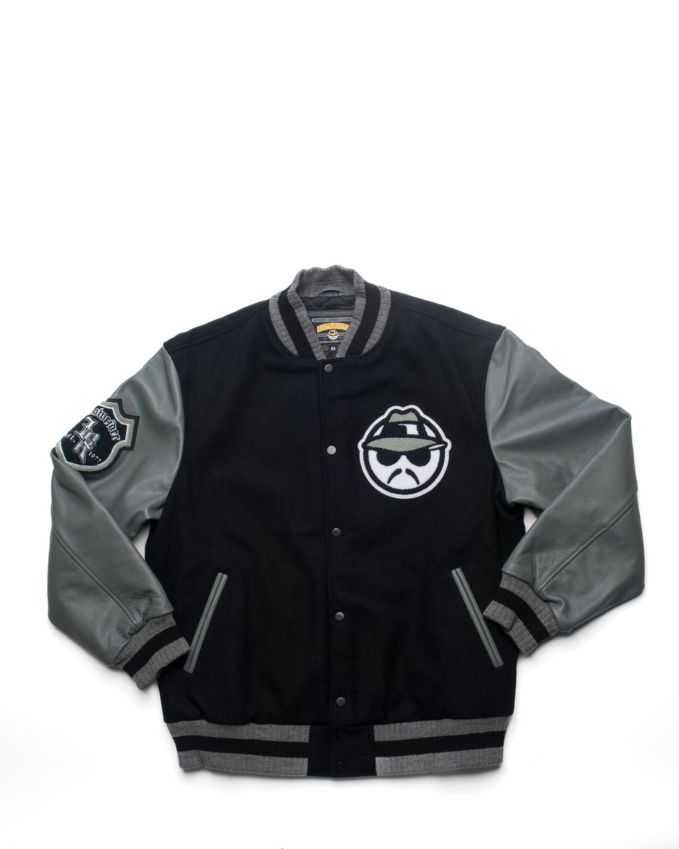 LEATHER SLEEVE VARSITY JACKET – Lowrider Merchandise